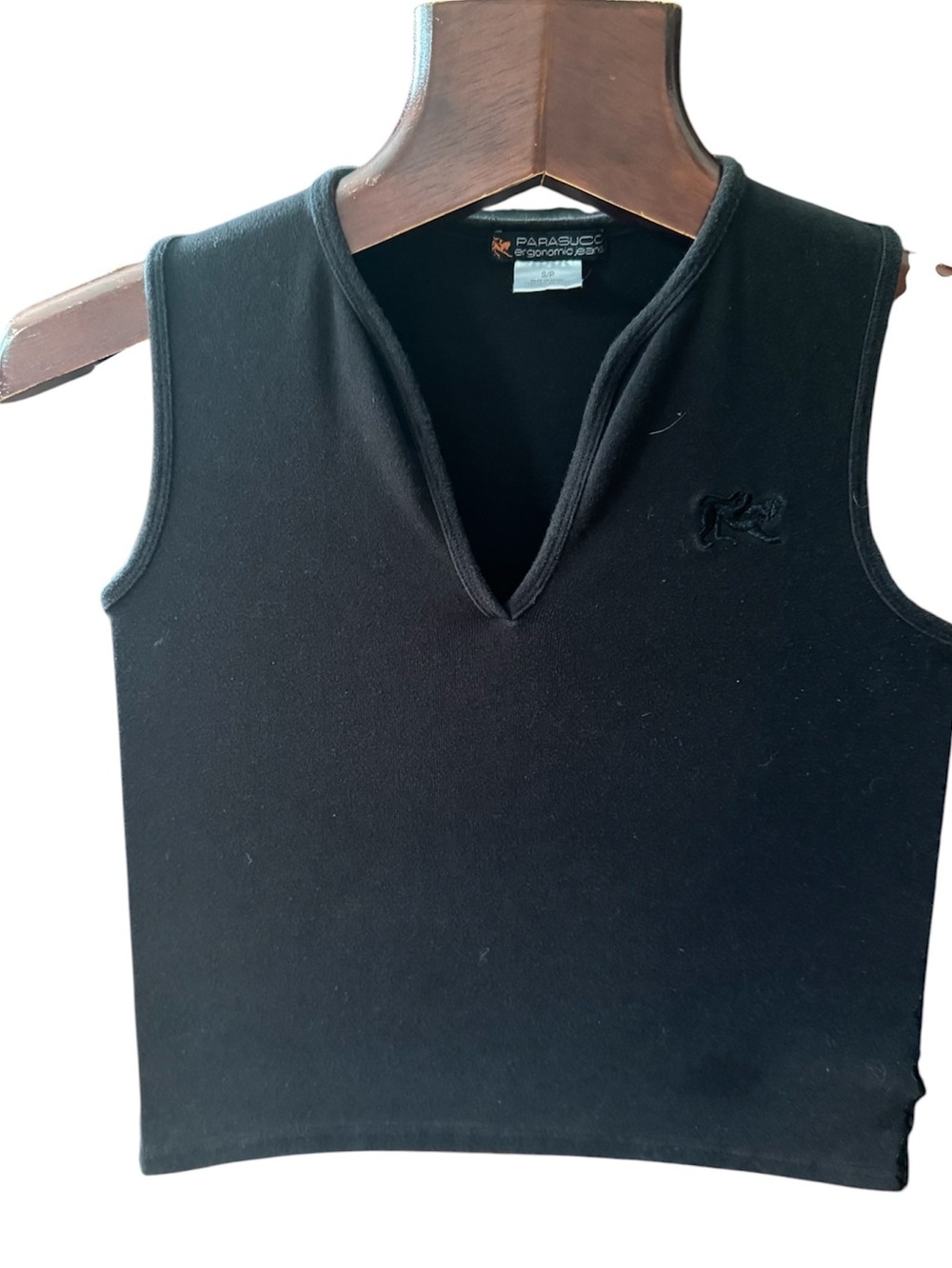 Parasuco Black cotton stretch Sleeveless V-Neck too size S